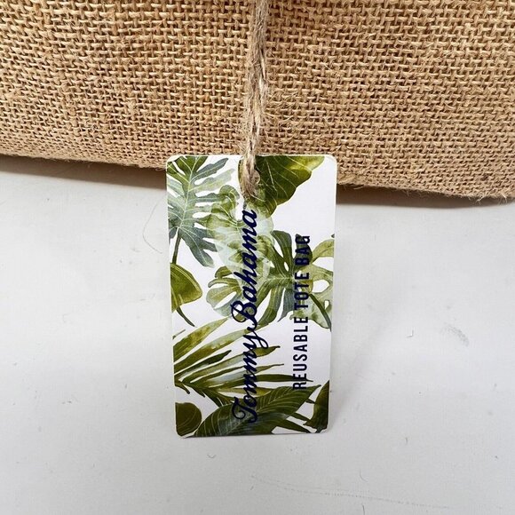 Tommy Bahama Reusable Tote Beach Bag Jute Bottom Rope Handles XL Large Striped - Picture 6 of 9